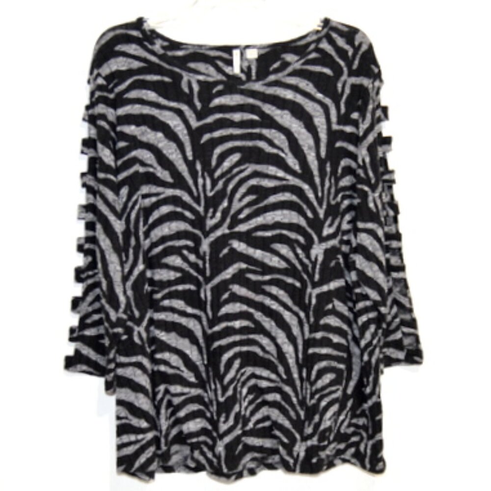C Est. 1946 Women's Zebra Print Round Neck 3/4 Cut-Out Sleeve Top – Size: 18/20W